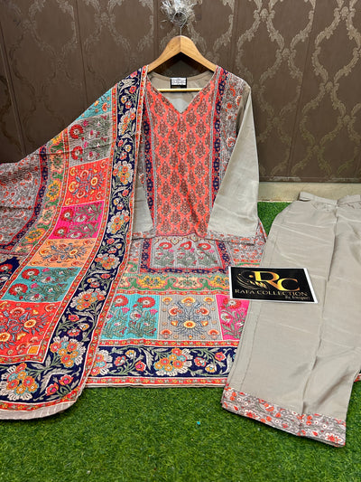 Multi colour kurti pant set 1200